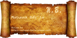 Matusek Béla névjegykártya